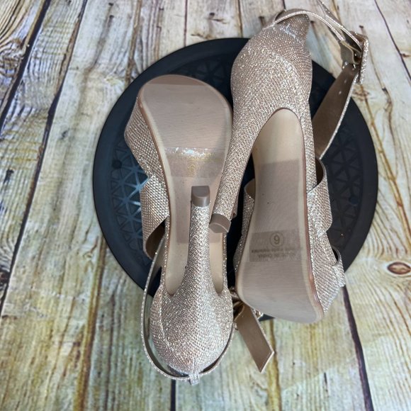 Dream Pairs Metallic Champagne Gold Open Toe Strappy High Heels Stilettos Size 6 - Picture 6 of 9